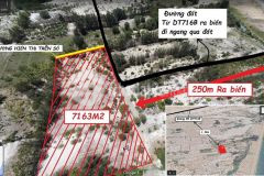 Bán lô đất biển hòa thắng 7163m2 cách biển 250m,đất tmdv giá bán 1,6 triệum2 lh 0937251240