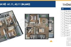 Chính chủ cần bán gấp căn hộ 85m2 2 phòng ngủ với 3 ban công tại phương đông green park