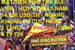 Bán tòa nhà 7 tầng mặt tiền phố tây bùi viện quận 1 giảm 6tỷ còn 50tỷ