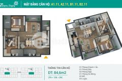 Chính chủ bán căn hộ 2 phòng ngủ với 3 ban công cực thoáng tại phương đông green park