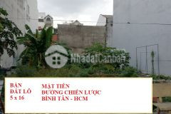 Bán lô đất mt đường chiến lược, bình tân, giá 6 tỷ, 85m2