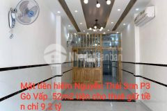 Mặt tiền hiếm nguyễn thái sơn p3 gò vấp 52m2 tiện cho thuê giữ tiền chỉ 9.2 tỷ