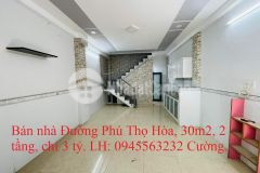 Nhà bán đường phú thọ hòa, tân phú, 30m2, 2 tầng, 4.33x7.2, chỉ 3 tỷ.