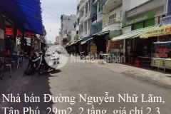 Nhà bán đường nguyễn nhữ lãm, tân phú, 29m2, 2 tầng, 2.3x13 chỉ 2.3tỷ.