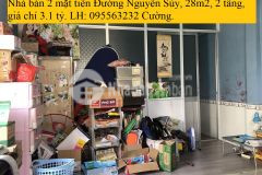 Nhà bán 2 mặt tiền đường nguyễn súy, 26m2, 2 tầng, 3.8x7, chỉ 3.1 tỷ.
