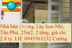 Nhà bán đường tân sơn nhì, tân phú, 25m2, 2 tầng, 4x6, chỉ 2.8 tỷ.