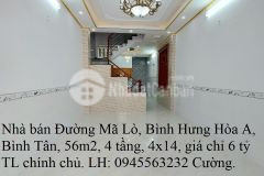 Nhà bán đường mã lò, bình tân, 56m2, 4 tầng, 4x14m, chỉ 6 tỷ tl.