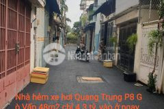 Nhà hẻm xe hơi quang trung p8 gò vấp 48m2 chỉ 4.3 tỷ, vào ở ngay