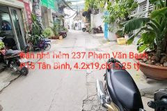 Bán nhà hẻm 237 phạm văn bạch p15 tân bình, 4.2x19,chỉ 5.25 tỷ