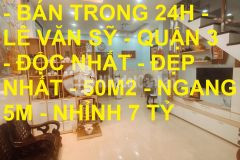 Bán nhà dát vàng 24k lê văn sỹ phường 14 quận 3 50m2 giá nhỉnh 7 tỷ