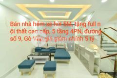 Bán nhà hẻm xe hơi 5m, tặng nội thất cao cấp, 5 tầng 4pn, đường số 9, gò vấp, nhỉnh 5 tỷ
