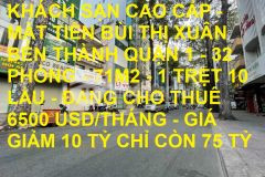 Bán khach san cao câp mặt tiền bùi thị xuân bên thanh quân 1 71m2 giam 10 ty chi con 75 tỷ