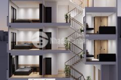 Nhà đẹp, thông minh, tầng lệch phong cách nhật bản.