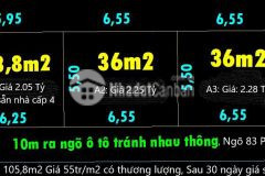 Bán 106m2 đất ngõ 83 phúc lợi, mặt tiền 19m, chia được 3 lô 55trm2.
