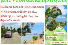 Bán gấp đất vườn định quán, đồng nai giá rẻ chỉ 800 triệu1000m2.