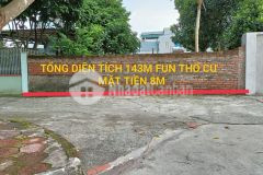 Bán lô đất siêu đẹp tại thôn 5tân xã dt 143m2,mt 8m,sát khu đất dịch vụ và hồ điều hòa lh0866990503