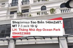 Shophouse sao biển 140m2x6t mt 7.5m vip nhất vinhomes ocean park 0944523668