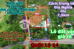 Mặt tiền quốc lộ 14 50x30,cách trung tâm gia nghĩa chỉ 7,5km,đối diện bệnh viện xuyên á