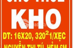 Cho thuê kho xưởng tdt 320m2 hẻm 6m nguyễn thị tú bình tân