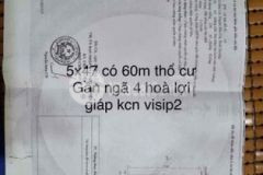 Đất thổ cư hoà lợi giáp tp mới và visip2