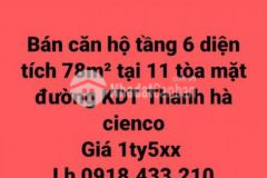 Gia đình bán gấp căn hộ 78m² kdt thanh hà giá 1ty5