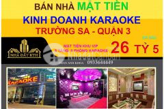 Hiếm bán nhà mặt tiền kd trường sa 8 p karaoke, quận 3, 26 tỷ 5 0933644449