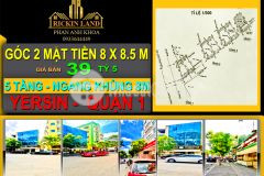 Bán nhà góc 2 mt ngang khủng 8m yersin, quận 1, 5 tầng, 39 tỷ 5, 0933644449