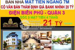 Ngang khủng 7m bán nhà mặt tiền điện biên phủ, quận 3, vay được 20 tỷ, bán 21 tỷ, 0933644449