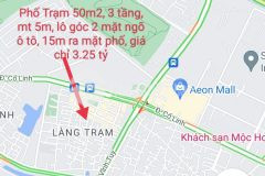 Bán nhà phố trạm lô góc, ngõ ô tô, 50m2, mặt tiền 5m, chỉ nhỉnh 3 tỷ