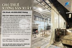 Cho thuê 600m2 xưởng sản xuất ko kén ngành nghề ở thủ đức