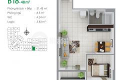 Bán căn góc giữa 1pn chung cư 8x đầm sen quận tân phú diện tích 48m2 thiết kế 1 pn, 1wc.