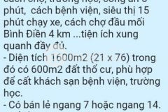 Bán 1600m2 đất mt bùi thanh khiết, bình chánh, shcc, 45trm2. lh0969355941