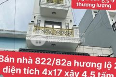 Bán nhà hẻm hương lộ 2 kp10, bình trị đông a 68m2 shr 4.5 tấm 6.5 tỷ lh0906577055
