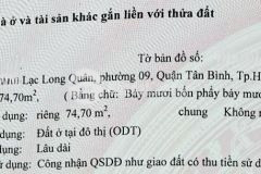 Bán nhà mặt tiền hẻm lạc long quân, tân bình, 5x15, hxh 8m, 5.x tỷ