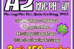 Bá.n nền 100m² đường a2 kdc phú an, cái răng, tp. cần thơ gi.á bá.n 3 t.ỷ 150 triệ.u