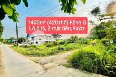 Bán 1400m2 có 420 thổ, 2 mặt tiền kênh g, định thành
