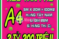 Bán nền 100m² đường a4 kdc tân phú, cái răng, tp. cần thơ giá bán 2 tỷ 200 triệu