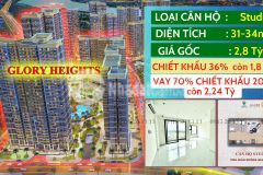 Glory heights căn studio 35m2 còn 1.8 tỷ, vay 70 ưu đãi 24 tháng, bàn giao ngay