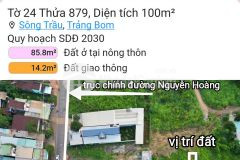 Bán đất sông trầu 5x20 cách nguyễn hoàng 80m