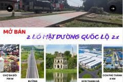 Duy nhât 2 lô măt đương ql21 thi trân ba đôi, lac thuy, hoa binh 1,5tyr 1 lô 134m