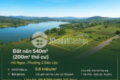 Đất nền 540m² 200m² thổ cư hồ ngọc, phường 2 bảo lộc