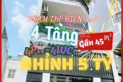 Nhà đep nơ hâu q.8 gân 45m², 4 tầng, nhỉnh 5 tỷ, 4pn, vao ơ ngay, phạm thế hiển