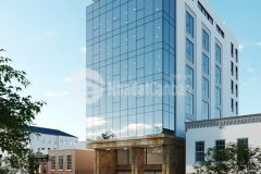 Cho thuê tòa văn phòng 10 tầng mp hoàng ngân, dt 420m2, mt 14m.vị trí lô góc. giá 700trth