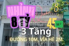 Nhà 3 tầng 45m², nhỉnh 8 tỷ, hẻm xe tải tranh nhau, hưng phú, via he 2m, o9i88466o8