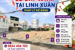 Đất linh xuân diện tích 68m² hẻm ô tô sổ hồng riêng