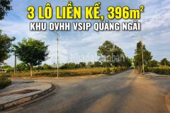 Bán 3 lô liền kề, dt 396m2, vị trí đẹp tại khu dịch vụ hỗn hợp vsip quảng ngãi