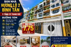Bán nhà hương lộ 2 bình tân 5 tầng có thang máy, 6pn, đường 10m