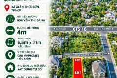 Cần bán lô đất 203m2 sát xuân thới sơn 16, kt6,5x23m hậu 15m, hẻm 4m, giá 2,75 tỷ