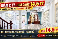 Giảm 2 tỷ biệt thự tân phú aeon mall hẽm xe tải 8 x 17m giá 14.5 tỷ