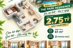 61m2 giá 2.75 tỷ bao thuế phí 2pn1wc the park residence